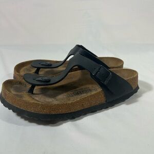 BIRKENSTOCK GIZEH THONG SANDAL WOMEN EU 39 US 8-8.5 BLACK‎ PREOWNED